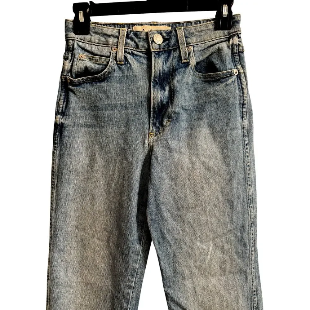 Amo High Rise Kick Crop Jeans Sz 25 Topanga Wash Chic Trendy Light Wash Flare - Picture 6 of 9